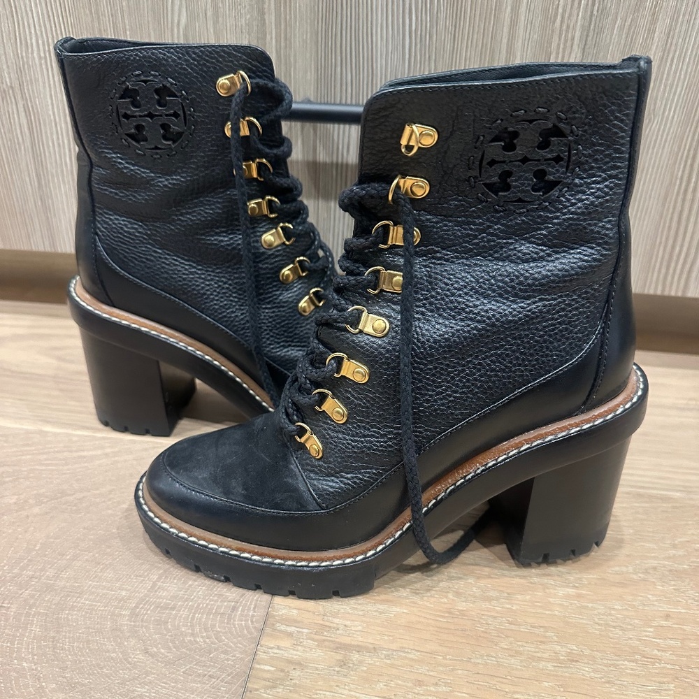 Tory Burch Miller Lug-Sole Combat Boots size 7